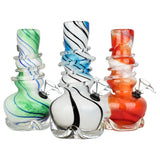 Vivid Vase Striped Soft Glass Water Pipe - 8" / Colors Vary