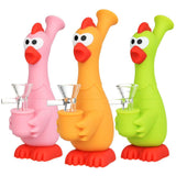 What The Cluck Silicone Water Pipe - 7" / 14mm F / Colors Vary