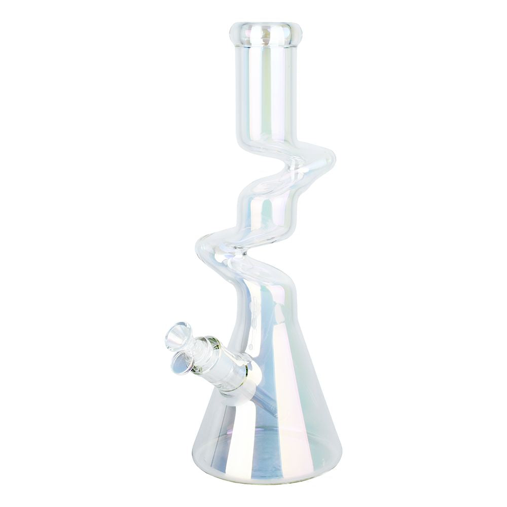 Twisty Tunnel Electroplated Glass Water Pipe - 14.75" / 14mm F / Colors Vary