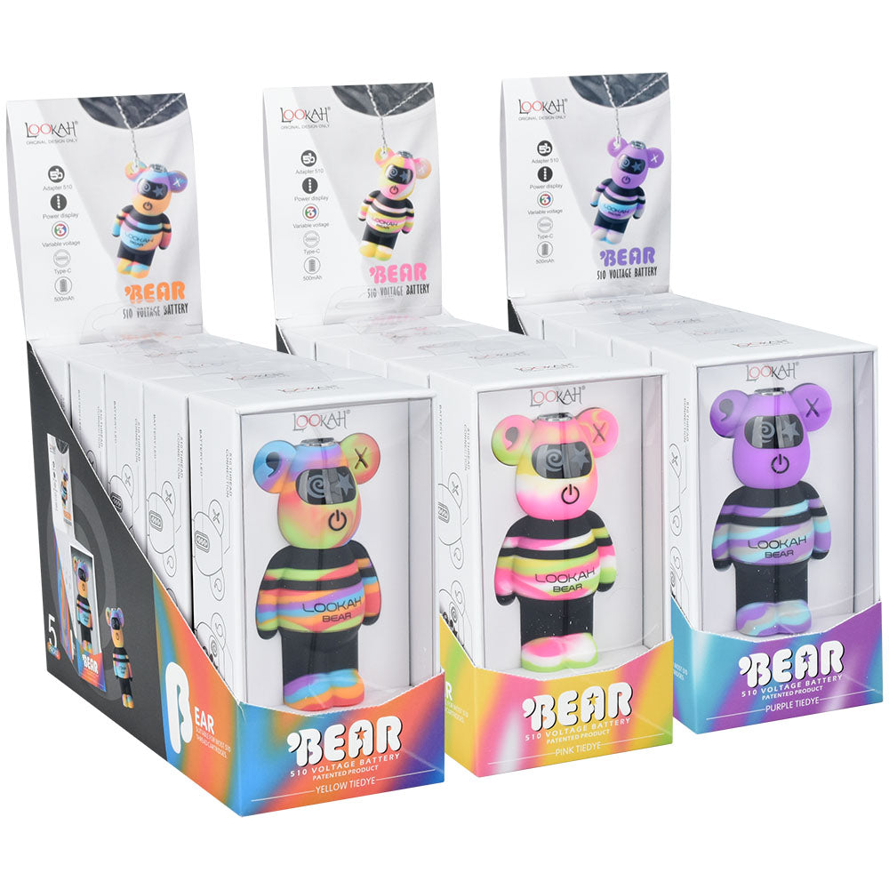 Lookah Tie Dye Bear Variable Voltage 510 Battery | 500mAh | 5pc Display