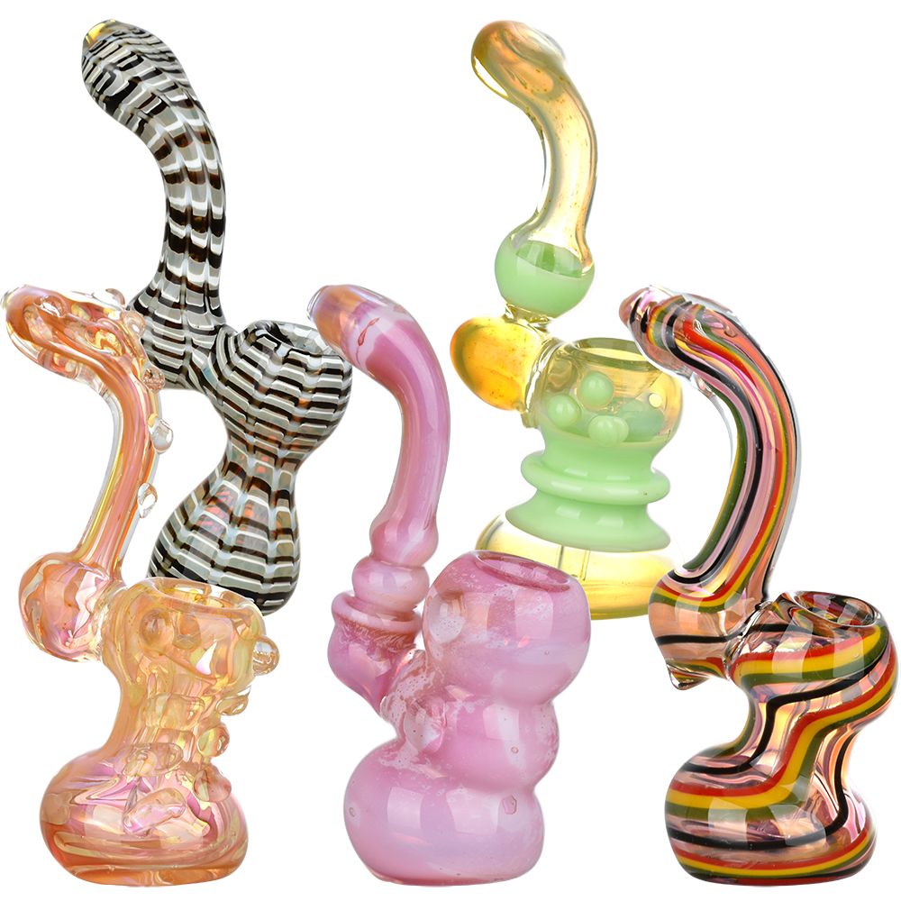 10CT BUNDLE - Illustrious Assortment Glass Sherlock Bubblers - 5.5" - 6.25"