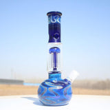 10.5" Blue Buddha Glass Water Pipe w/ Coil Perc - SmokeWeed.com