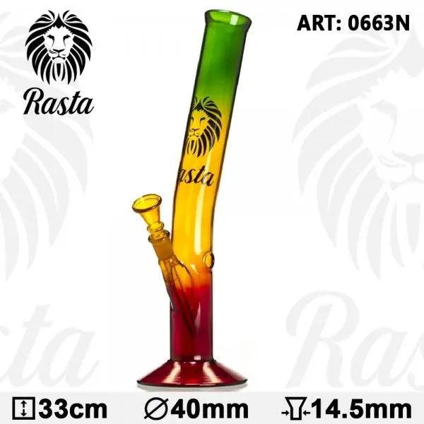 13.5" Rasta Colored Glass Water Pipe w/ Lion Logo - SmokeWeed.com