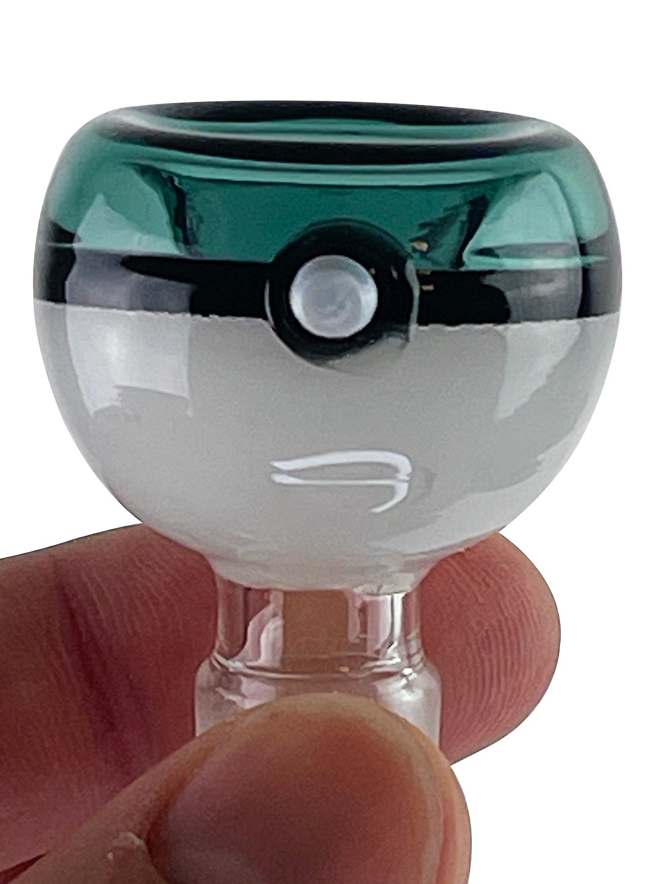 Teal Poke Ball Glass Bong Bowl - 14mm