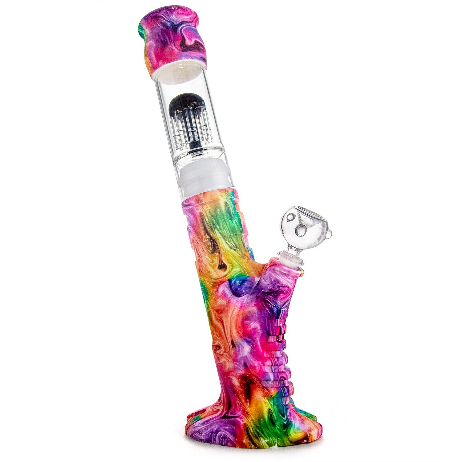 15" Tilted Silicone Water Pipe Glass Tree Perc - SmokeWeed.com