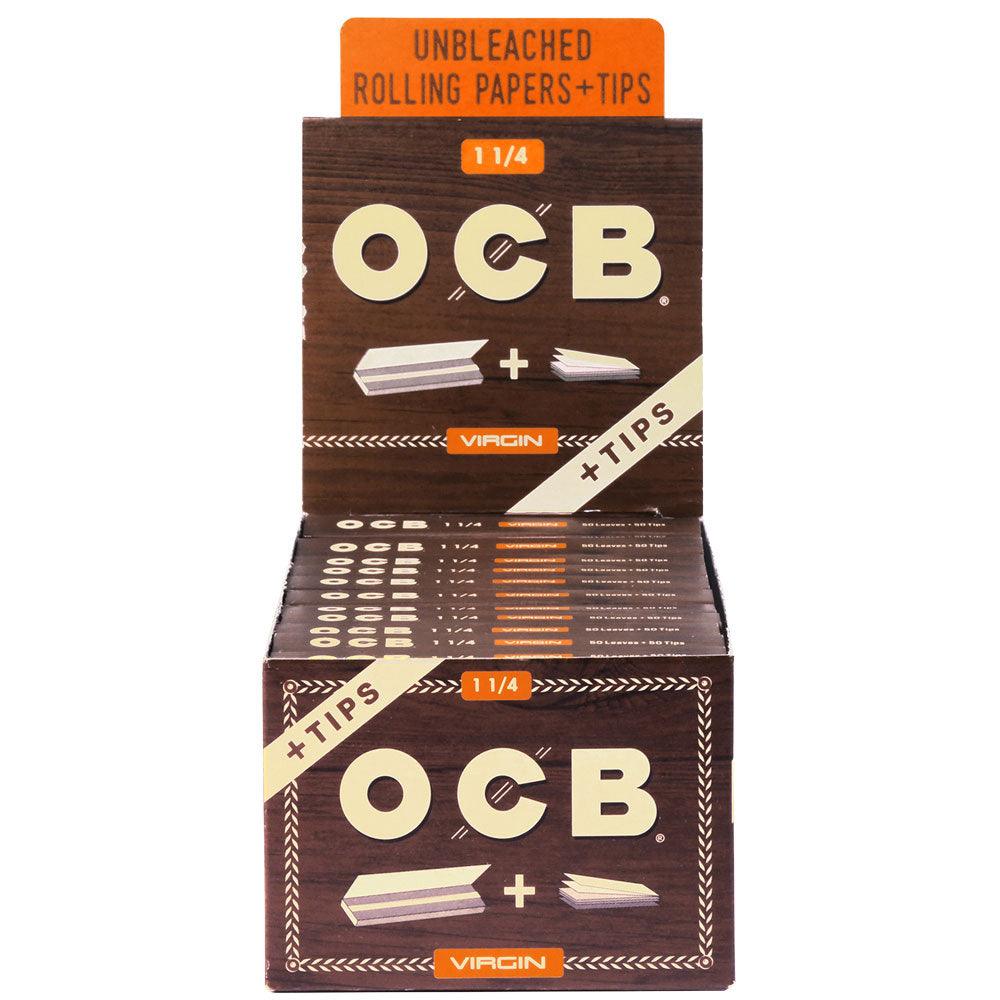 24PC DISPLAY - OCB Virgin Unbleached Papers & Tips - SmokeWeed.com