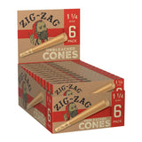 24PC DISPLAY - Zig Zag Unbleached Paper Cones - 6pk / 1 1/4" - SmokeWeed.com