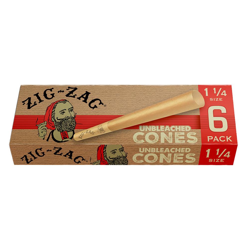 24PC DISPLAY - Zig Zag Unbleached Paper Cones - 6pk / 1 1/4" - SmokeWeed.com