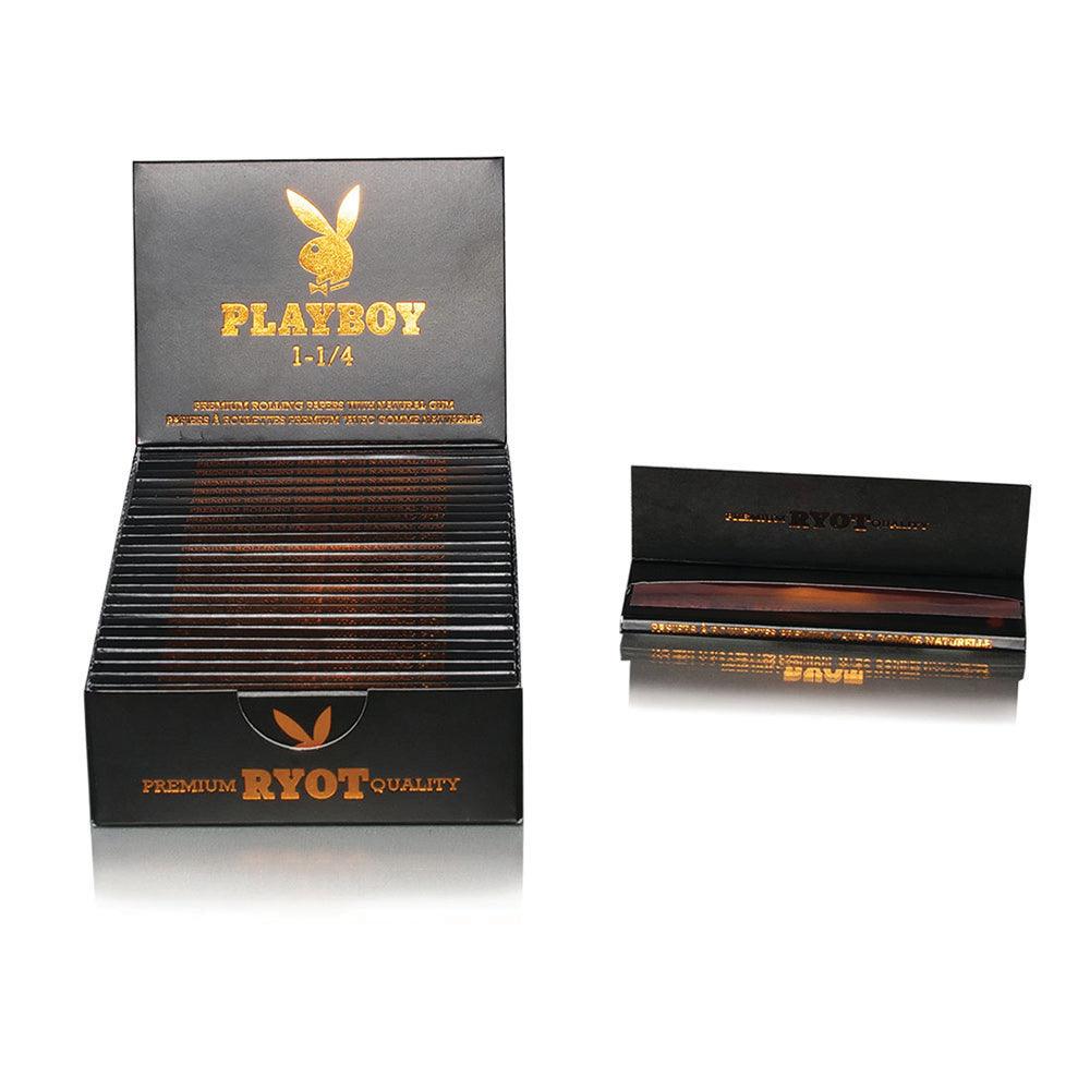 25PC DISP - Playboy x RYOT Rolling Papers - Rose Gold / 1 1/4" - SmokeWeed.com