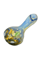 3.5” Blue & Yellow Glass Hand Pipe (1 Pc) - SmokeWeed.com