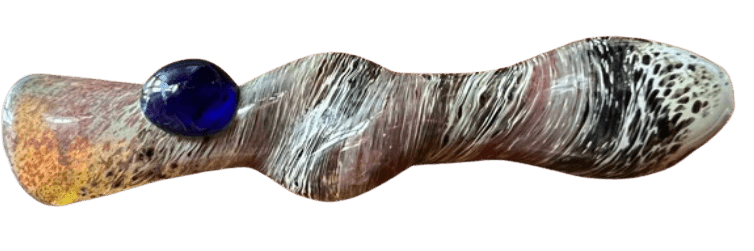 3.5” Decorative Silver Fumed Frit Twisted Glass Chillum Hand Pipe - SmokeWeed.com