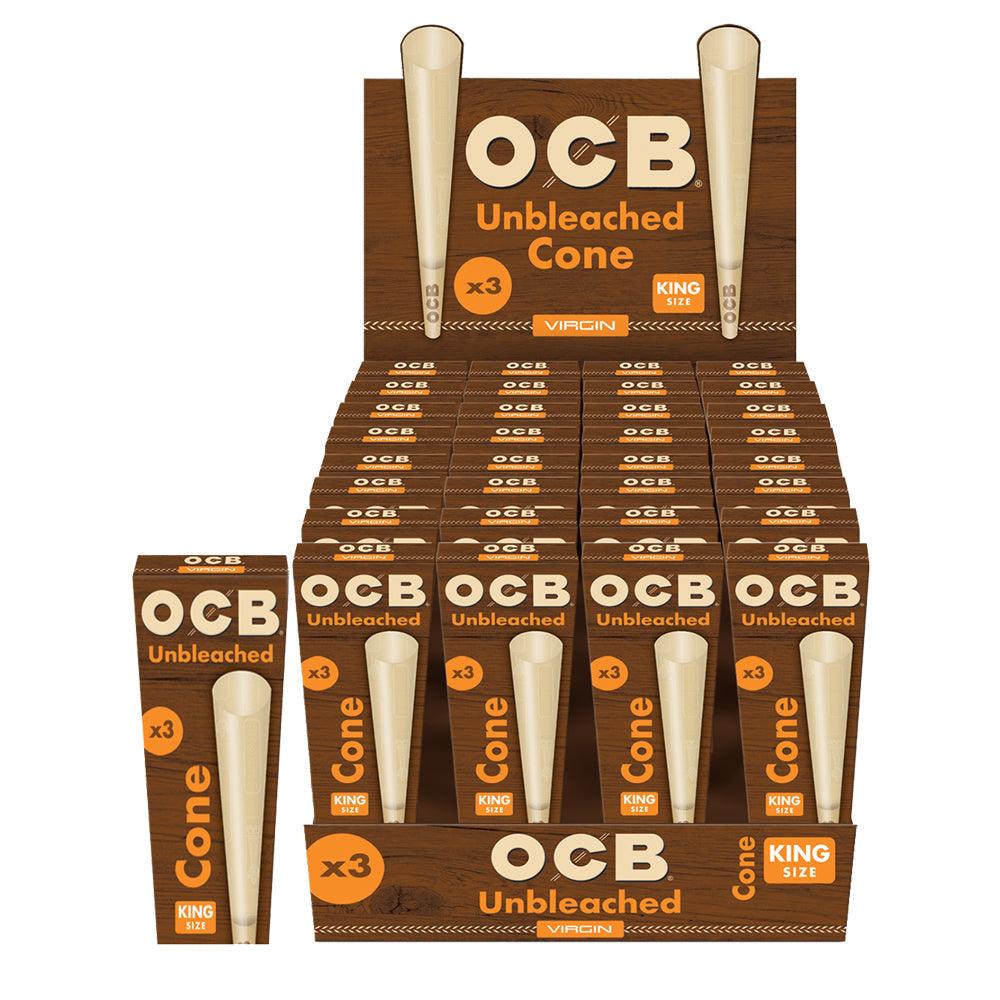 32PC DISPLAY - OCB Unbleached Cones - SmokeWeed.com