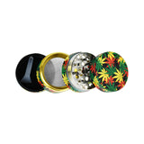 Rasta Hemp Leaves Grinder - 4pc/1.5"/Assorted - 12PC DISP