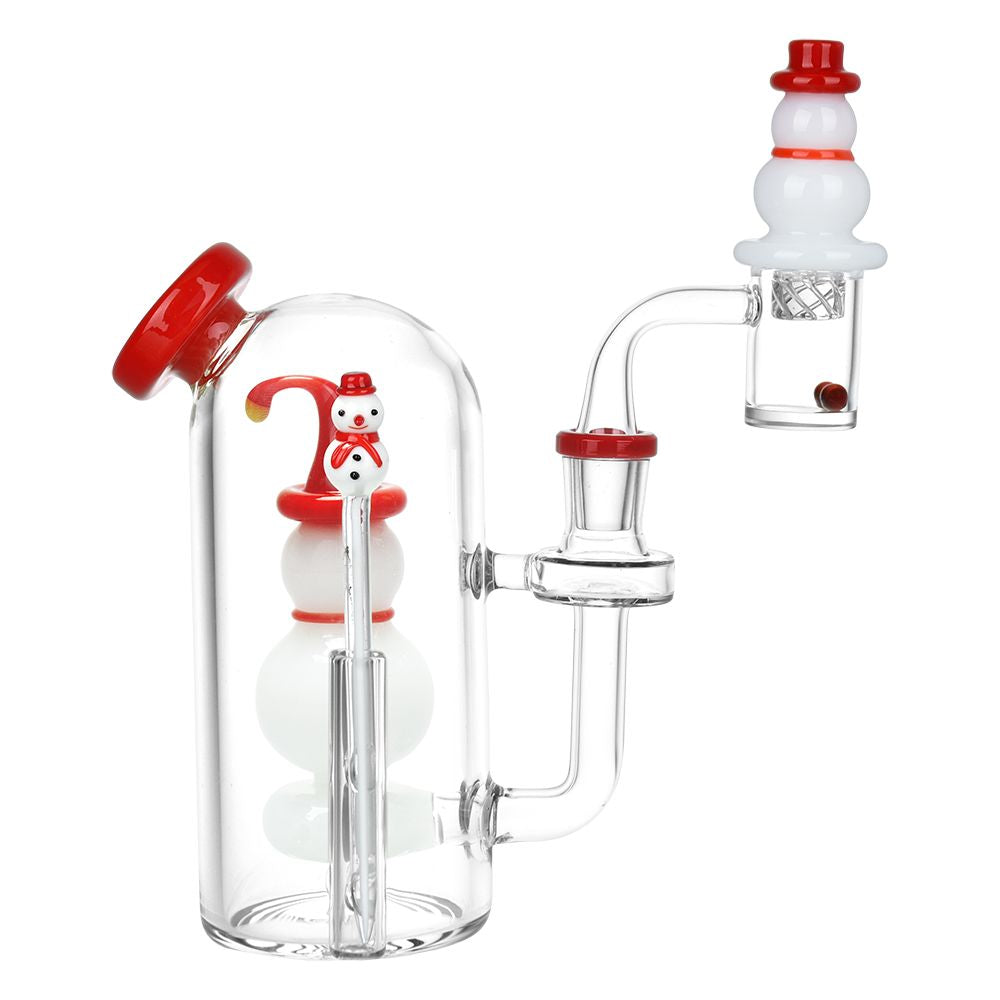 Smiling Snowman Glass Dab Rig Set - 6" / 14mm F