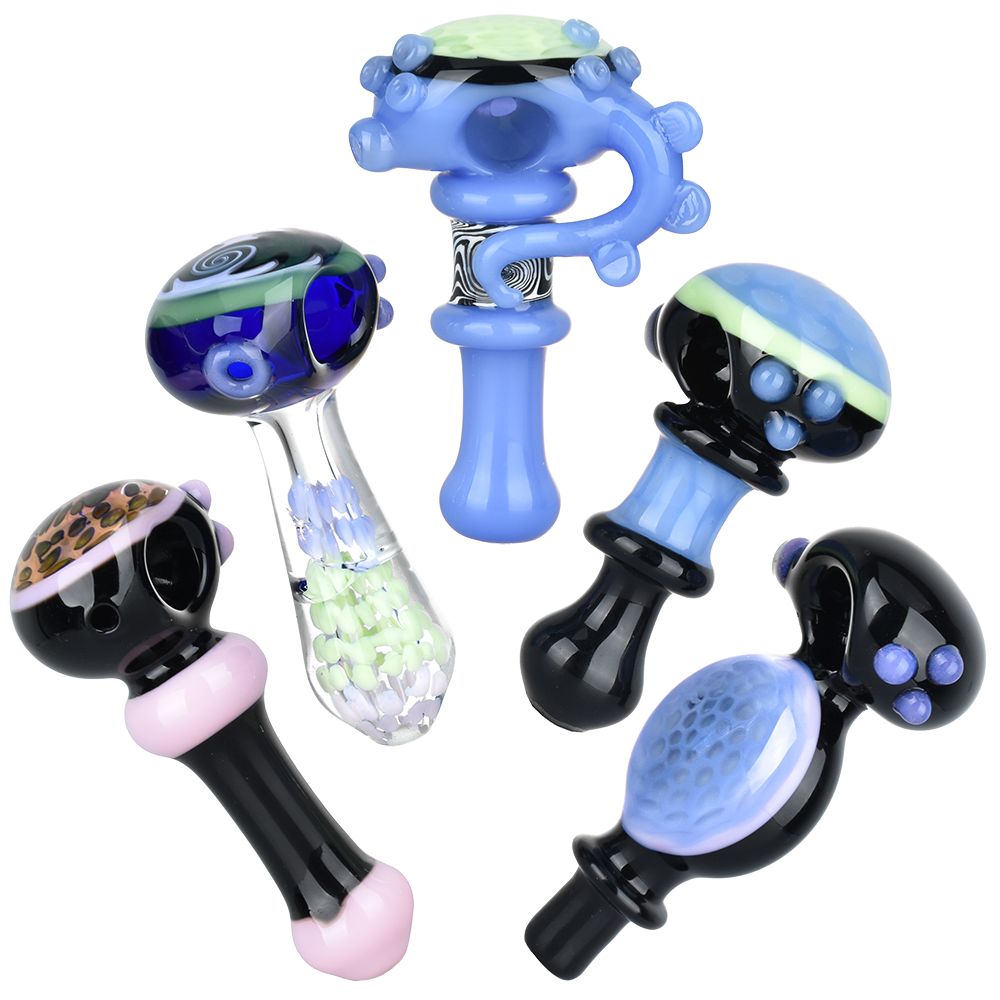 10CT BUNDLE - Heavy Layered Assortment Glass Spoon Pipes - 4.5" - 5"