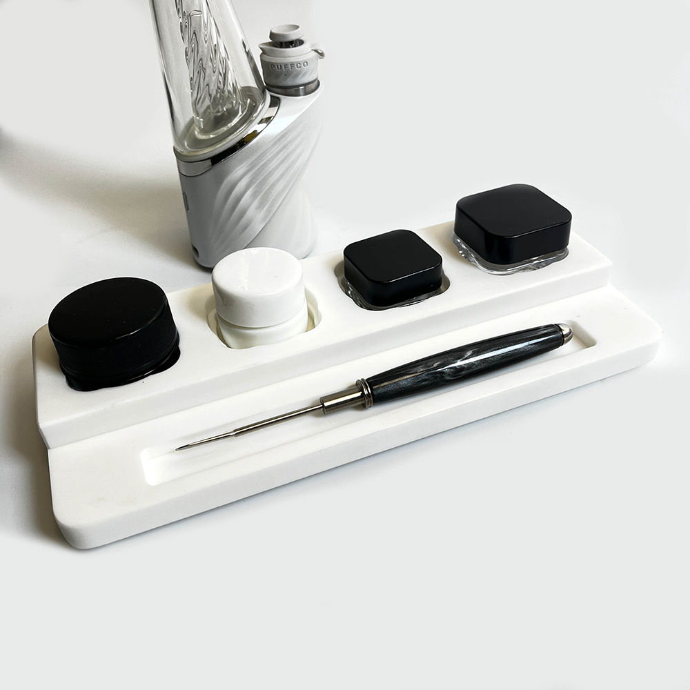 Durable Corian Dab Stand for Organizing Concentrate Jars and your Favorite Tools