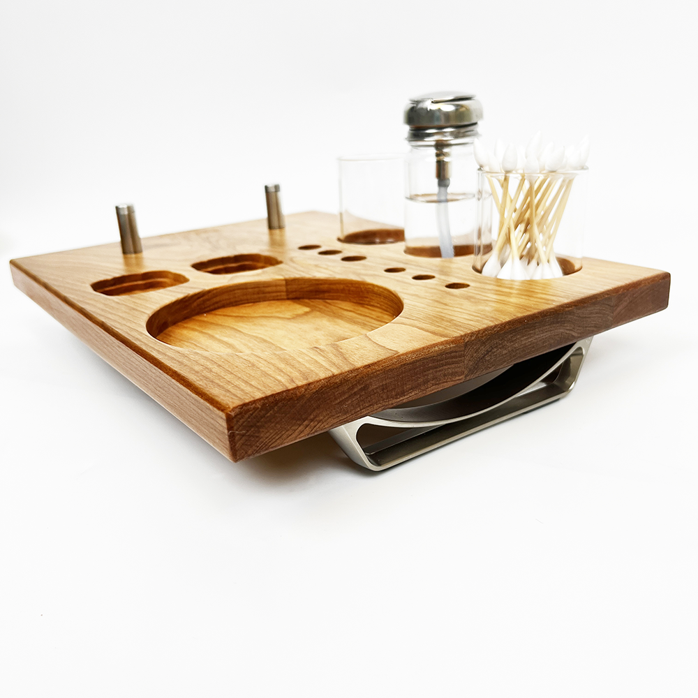 Zenco Sipping Vaporizer Basic All  Wood Tray for Organizing Your Dab Session with ISO Dispenser and Swab Jar