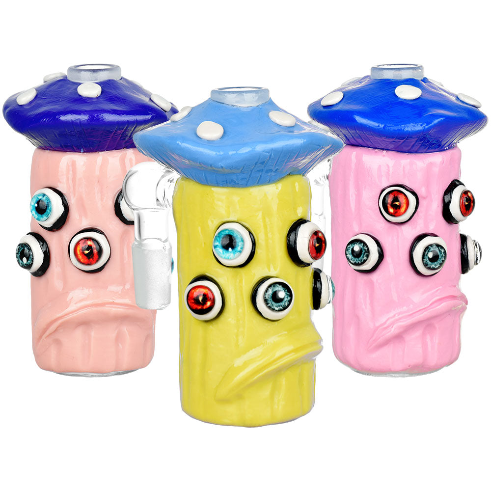 The Shrooms Have Eyes Glow Ash Catcher - 4.5" / 14mm / 90D / Colors Vary