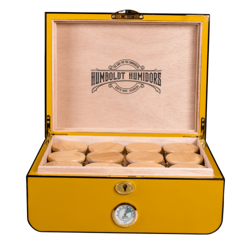 Art Deco Racer Yellow Humboldt Humidor - SmokeWeed.com