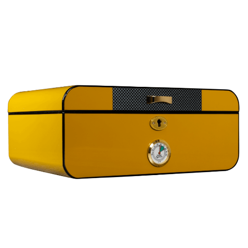 Art Deco Racer Yellow Humboldt Humidor - SmokeWeed.com