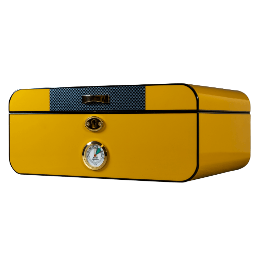 Art Deco Racer Yellow Humboldt Humidor - SmokeWeed.com