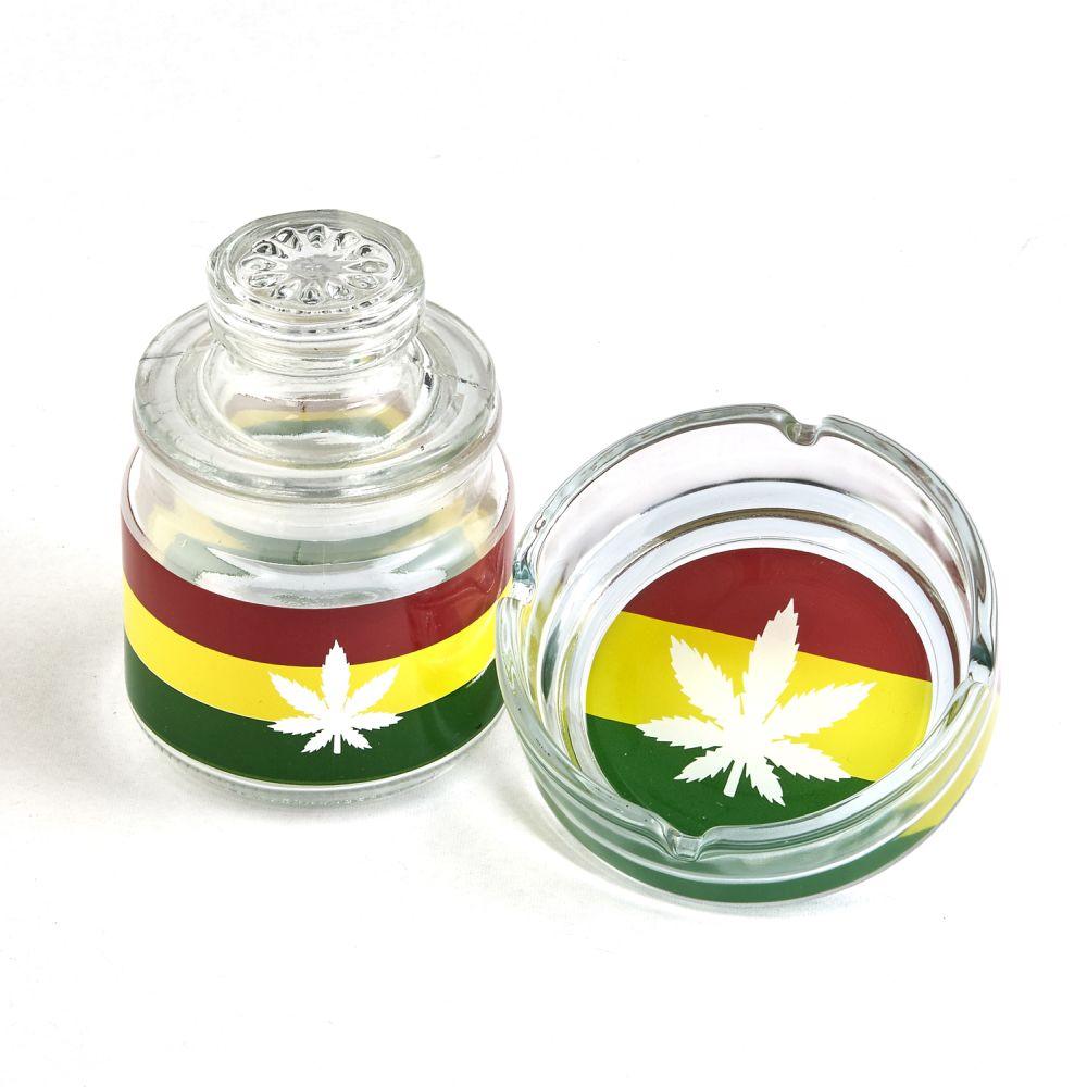 Ashtray set with Stash jar - LEAF DESIGN - SmokeWeed.com