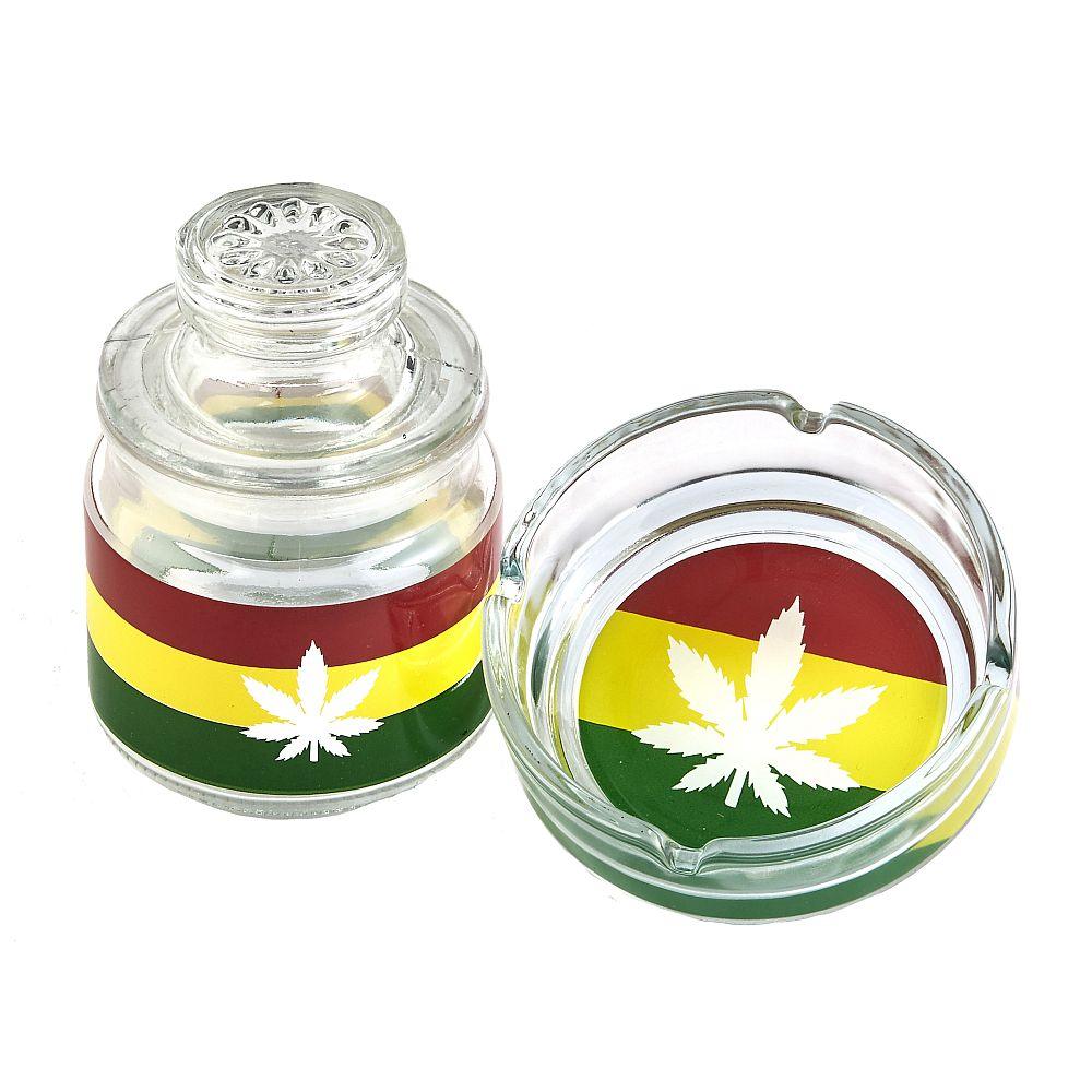 Ashtray set with Stash jar - LEAF DESIGN - SmokeWeed.com