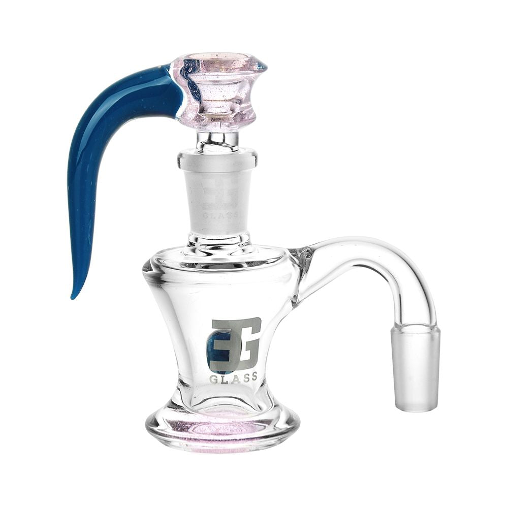 EG Glass Horned Herb Slide & Ash Catcher - 3.25" / 14mm M / Colors Vary