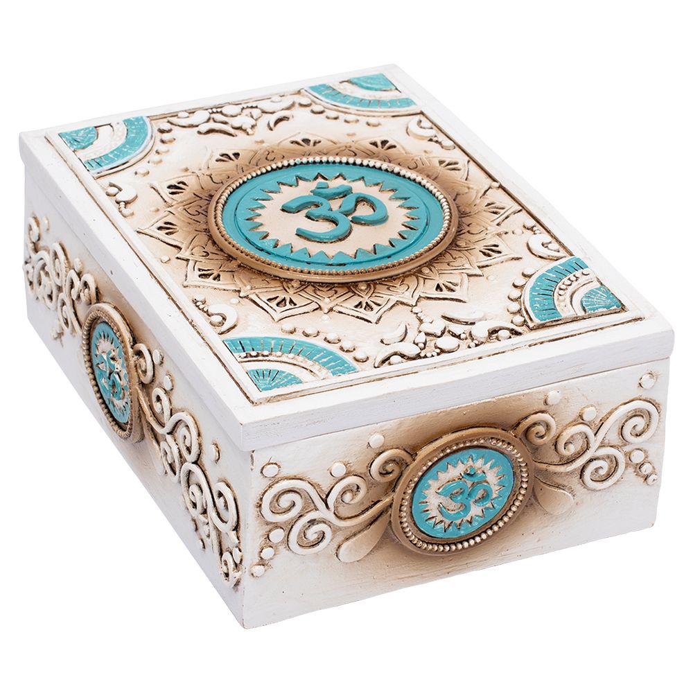 Fujima Om Symbol Tarot Polyresin Stash Box - 5.5"x 4"