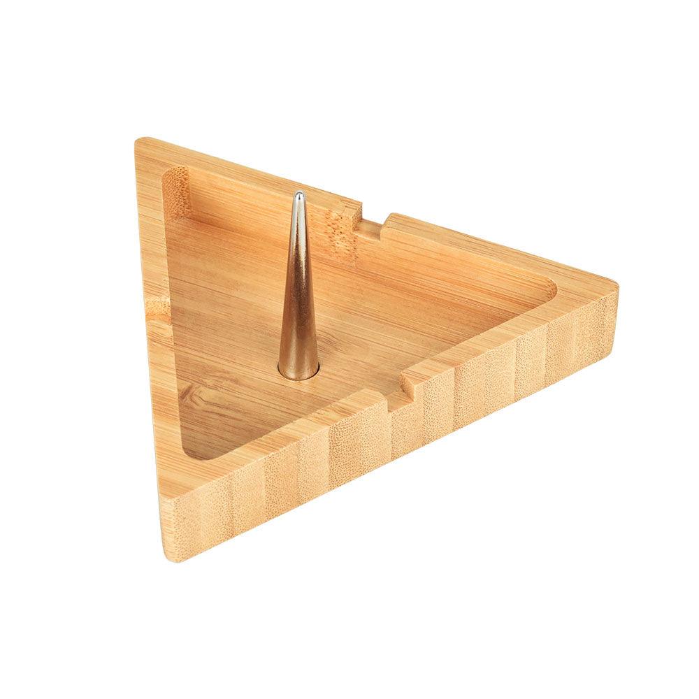 Bamboo Triangular Spiked Ashtray - 4"x4.5" - SmokeWeed.com