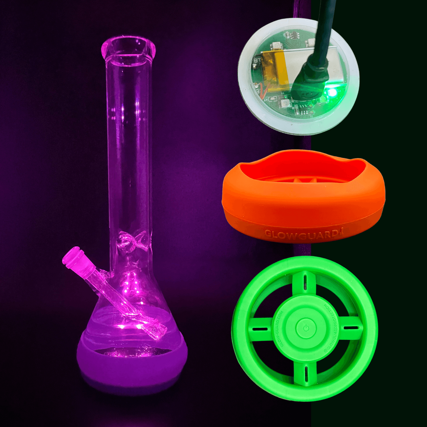 Bong Base Bumper USB Rechargeable 4.25in-6in Bases Silicone Fits Variety of Shapes - SmokeWeed.com