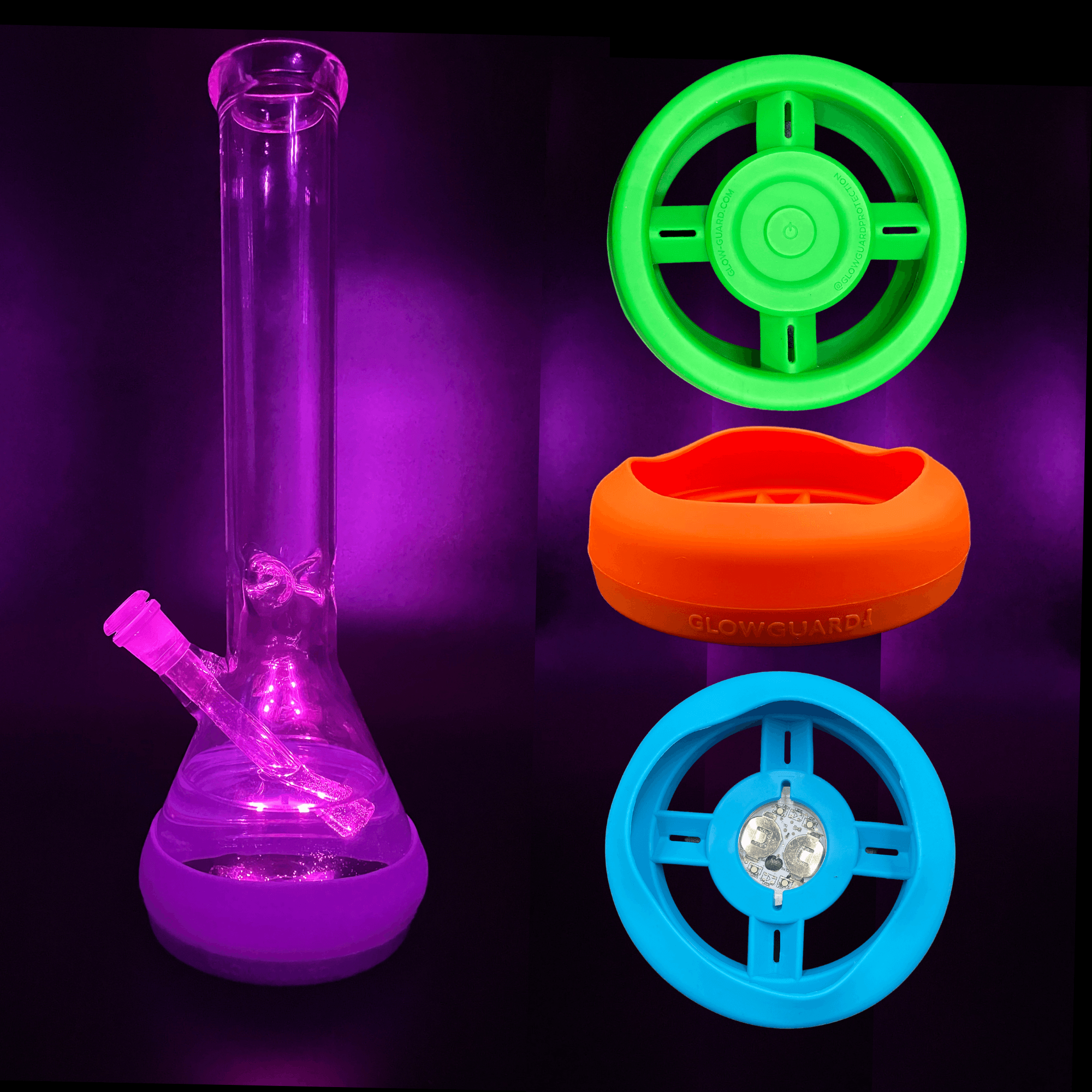 Bong Base Bumper USB Rechargeable 4.25in-6in Bases Silicone Fits Variety of Shapes - SmokeWeed.com