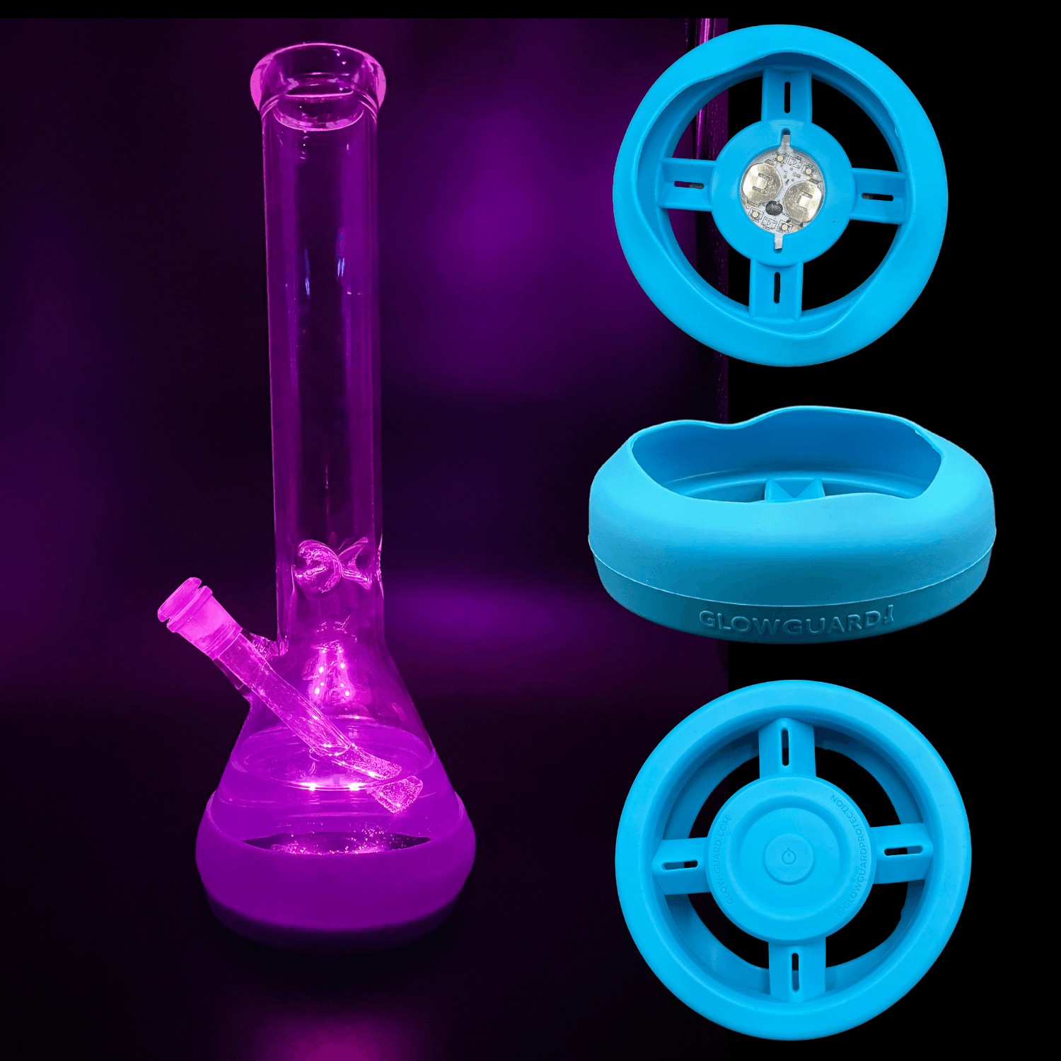 Bong Base Bumper USB Rechargeable 4.25in-6in Bases Silicone Fits Variety of Shapes - SmokeWeed.com