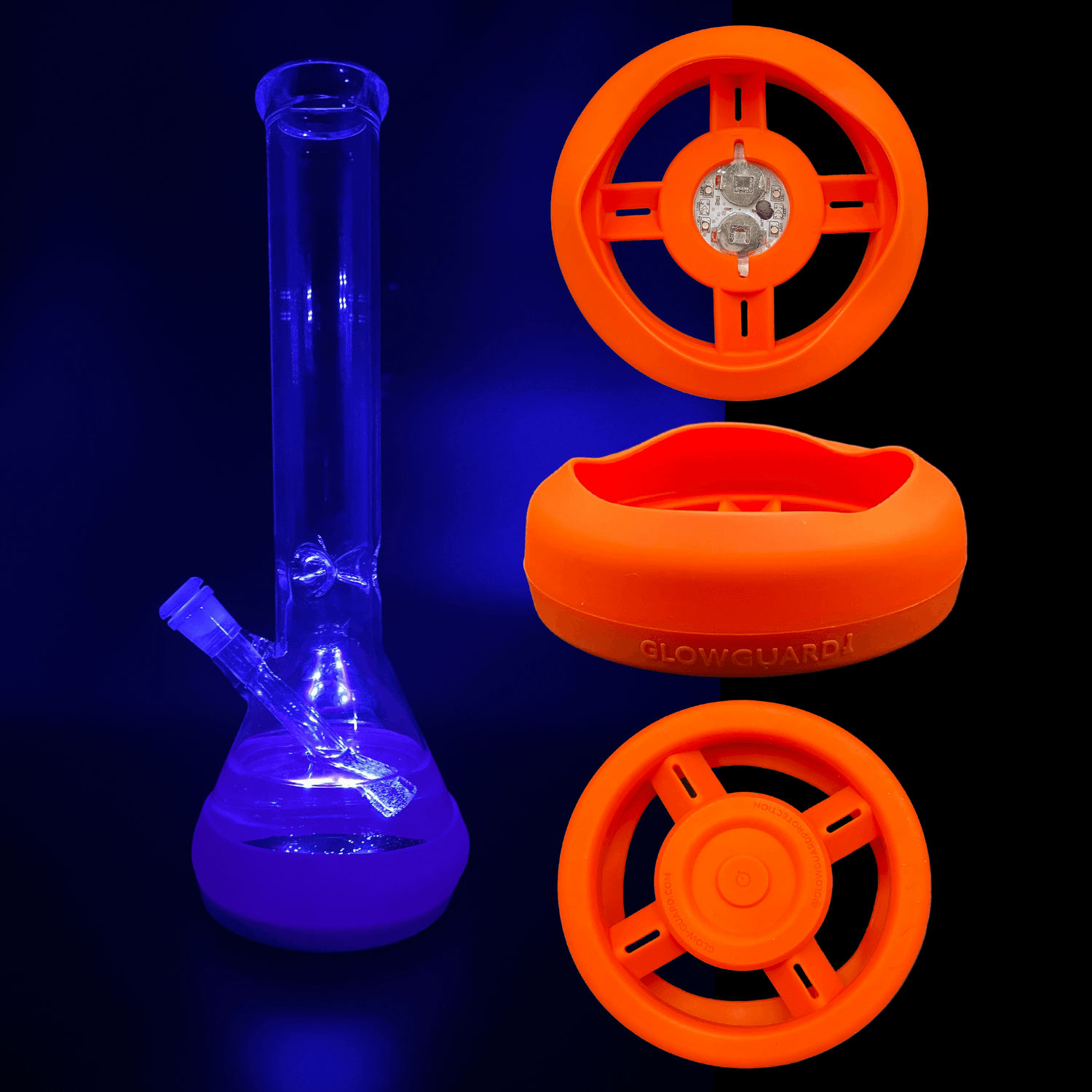 Bong Base Bumper USB Rechargeable 4.25in-6in Bases Silicone Fits Variety of Shapes - SmokeWeed.com