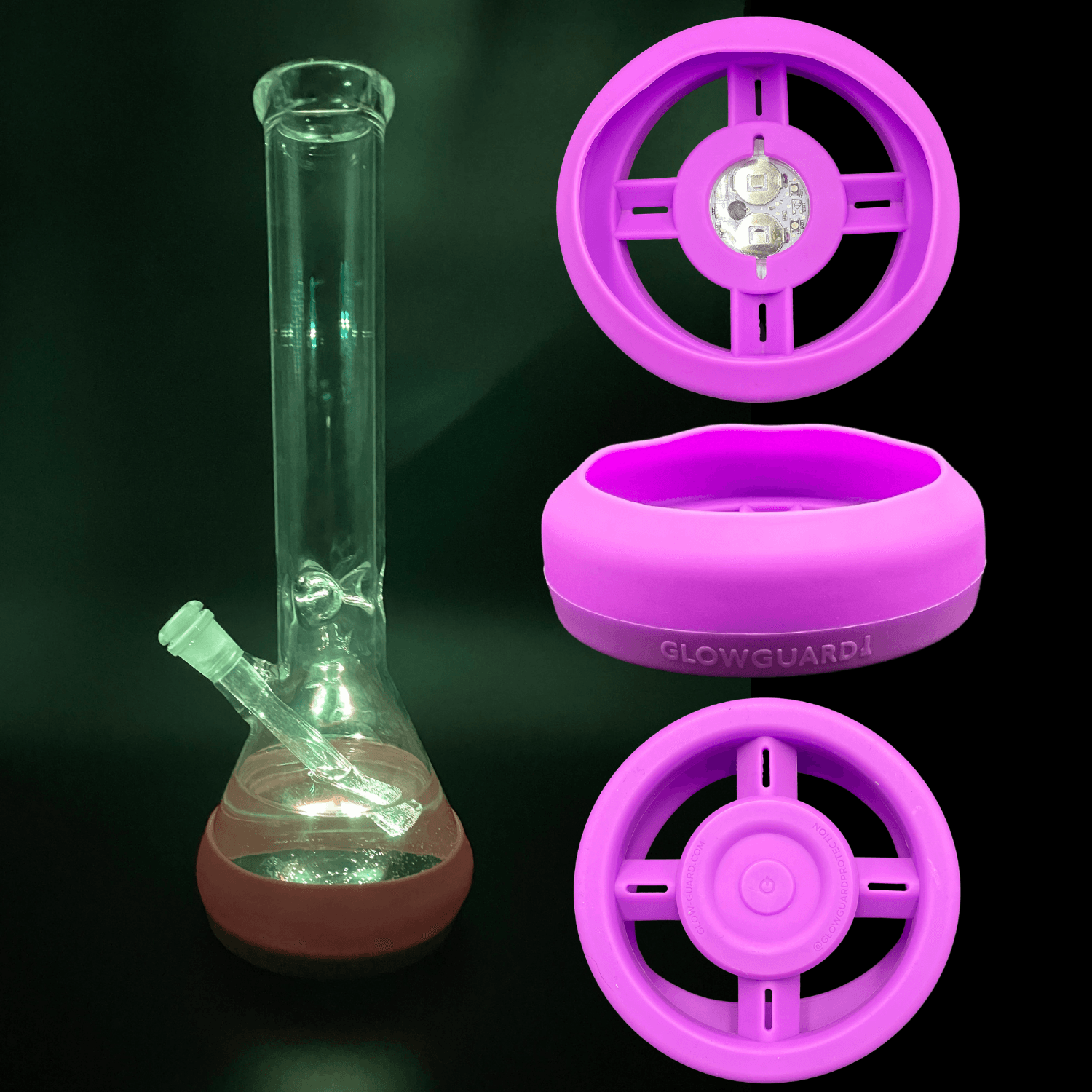 Bong Base Bumper USB Rechargeable 4.25in-6in Bases Silicone Fits Variety of Shapes - SmokeWeed.com