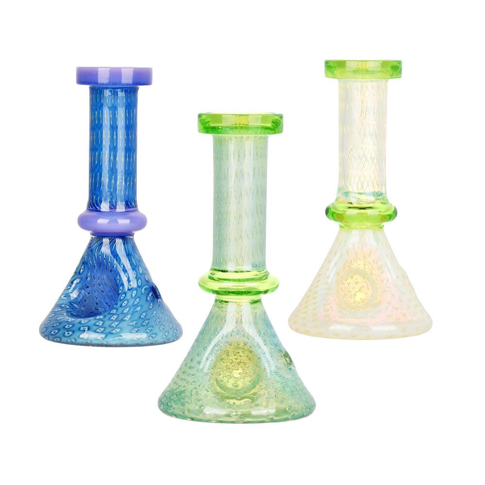 Bubble Matrix Mini Beaker Hand Pipe - 4" / Assorted Colors - 3PC SET - SmokeWeed.com