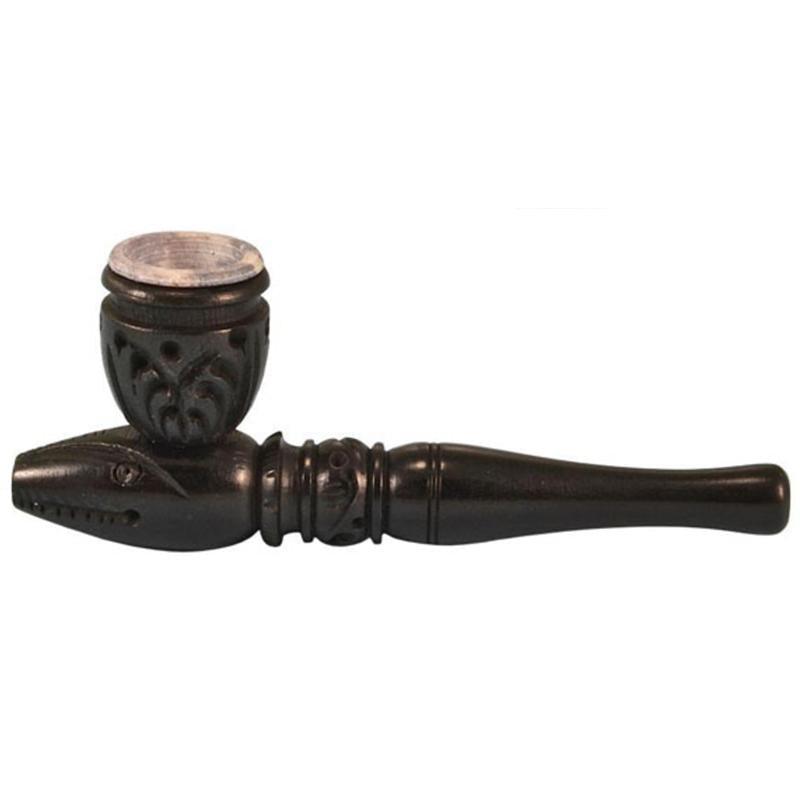 Carved Wood Hand Pipe - SmokeWeed.com