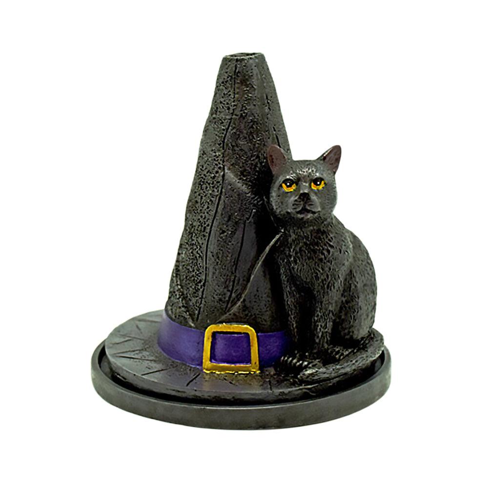 Cat And Witch's Hat Incense Burner - 4.5" - SmokeWeed.com