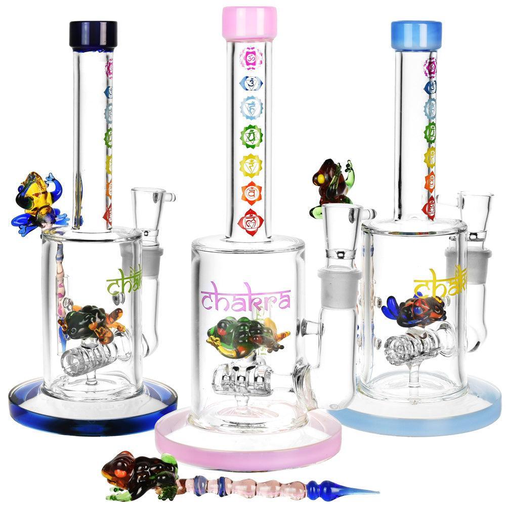 Chakra Frog Water Pipe w/ Stir Tool - 9"/19mm F/Asst Colors - SmokeWeed.com