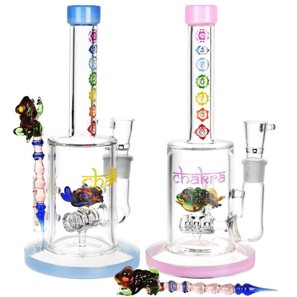 Chakra Frog Water Pipe w/ Stir Tool - 9"/19mm F/Asst Colors - SmokeWeed.com