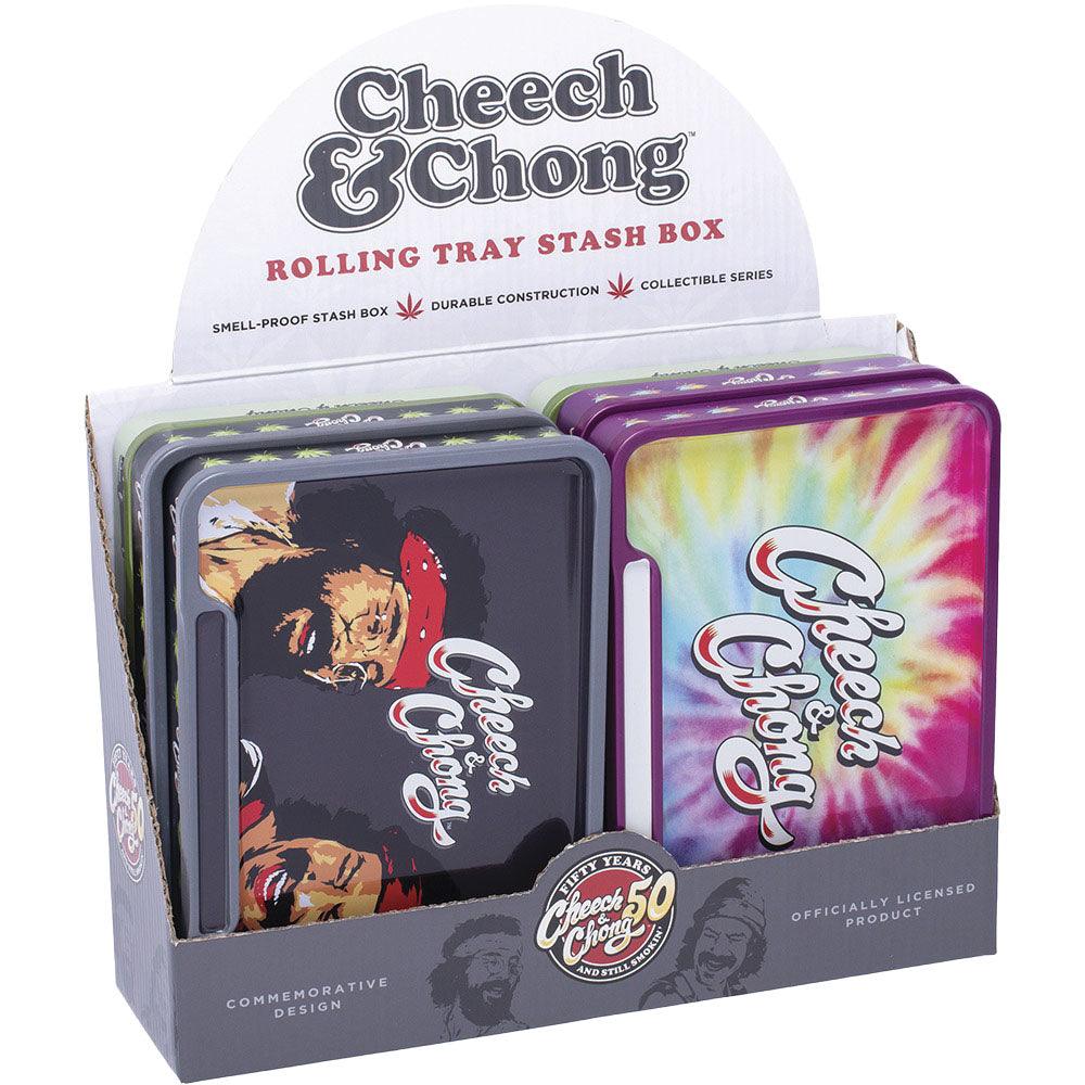 Cheech & Chong Rolling Tray Stash Box | 8"x5.75" | Asst | 6pc Display - SmokeWeed.com