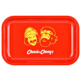 Cheech & Chong x Pulsar Metal Rolling Tray - Red Faces / 11" x 7" - SmokeWeed.com