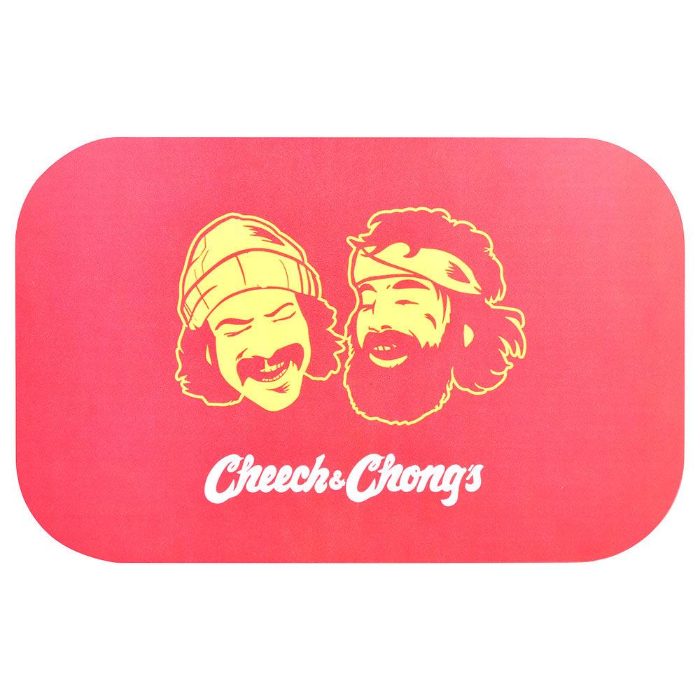 Cheech & Chong x Pulsar Metal Rolling Tray W/ Lid - Red Faces / 11" x 7" - SmokeWeed.com