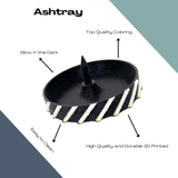 Debowler Ashtray - Black with Glow in the Dark Accents - Detachable Debowler Makes Transport Easy - 4" Diameter - SmokeWeed.com