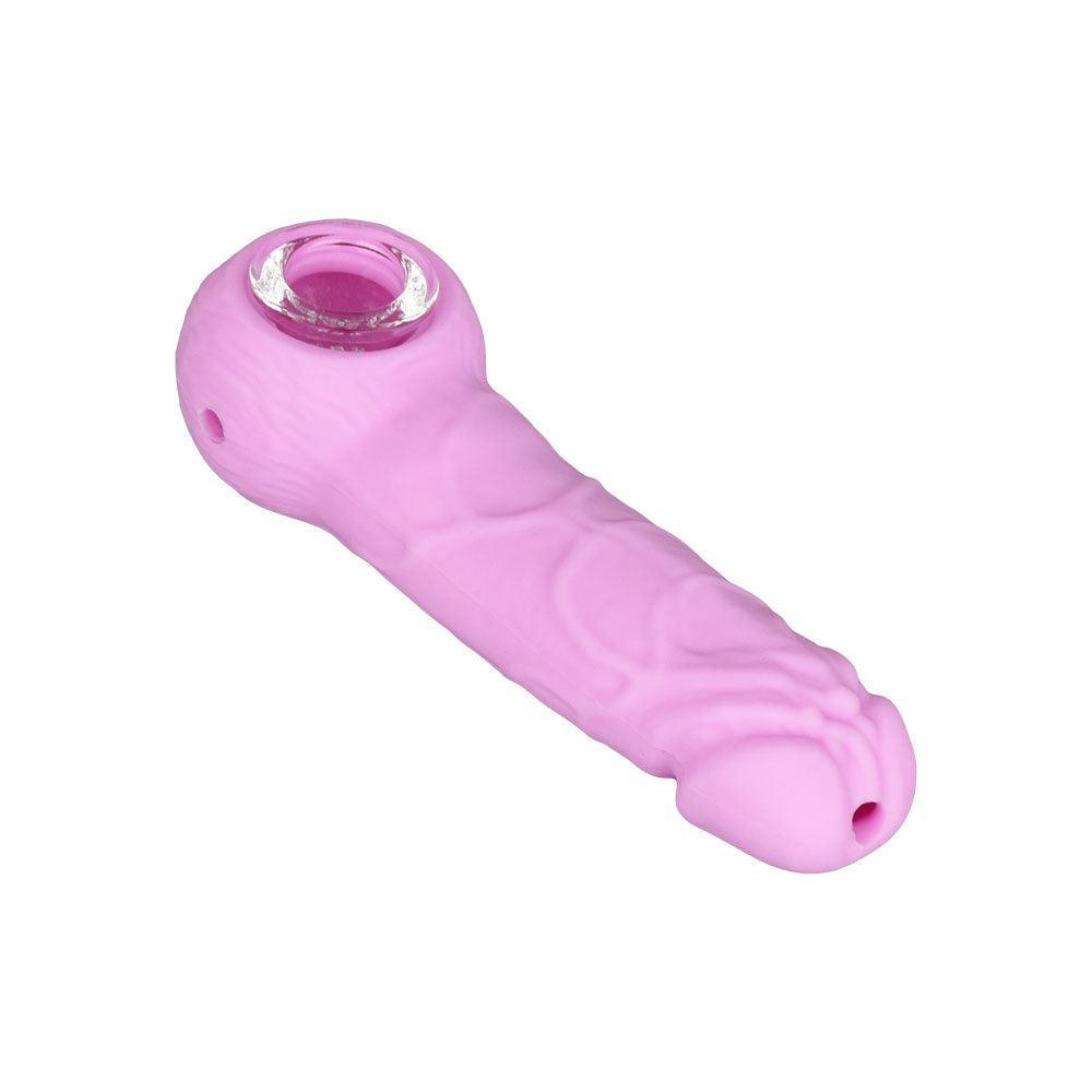 Dick Energy Silicone Hand Pipe w/ Glass Bowl - 5.25" / Colors Vary - SmokeWeed.com