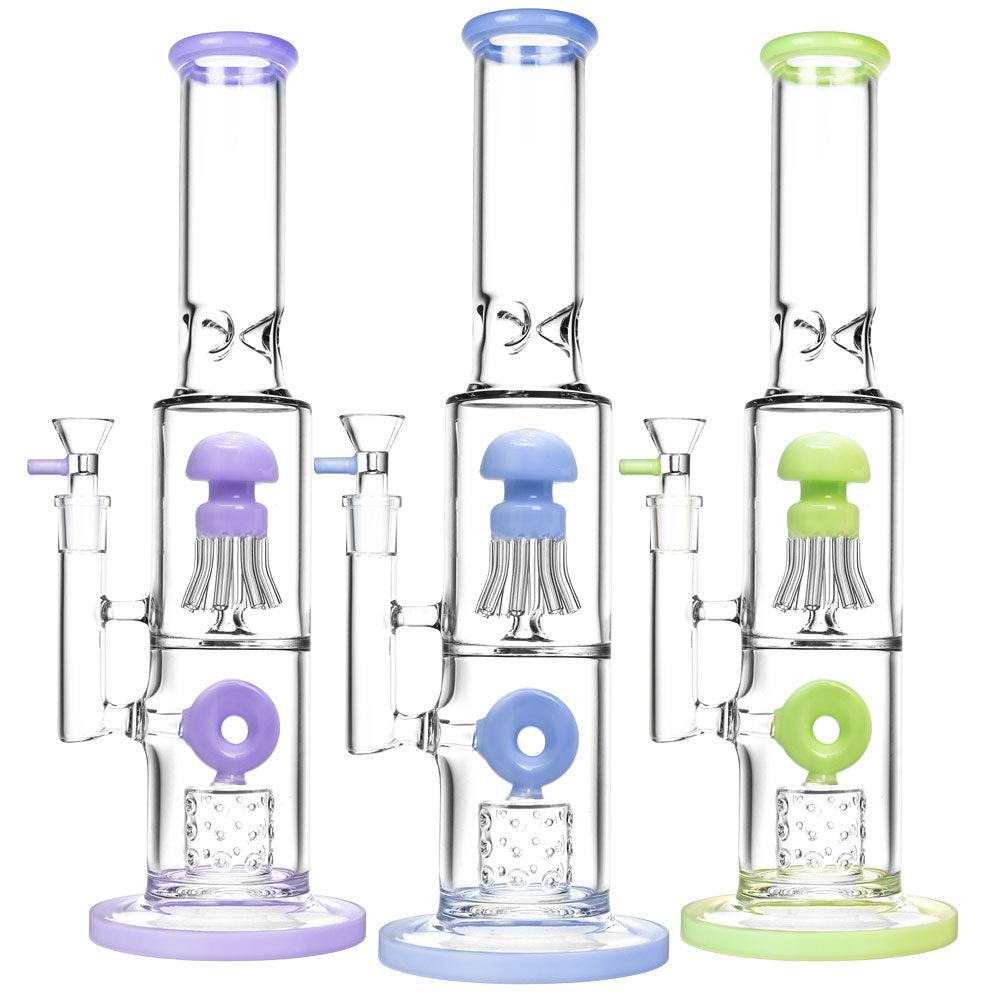 Dual Chamber Jellyfish Perc Water Pipe -14"/14mm F/Clrs Vary - SmokeWeed.com