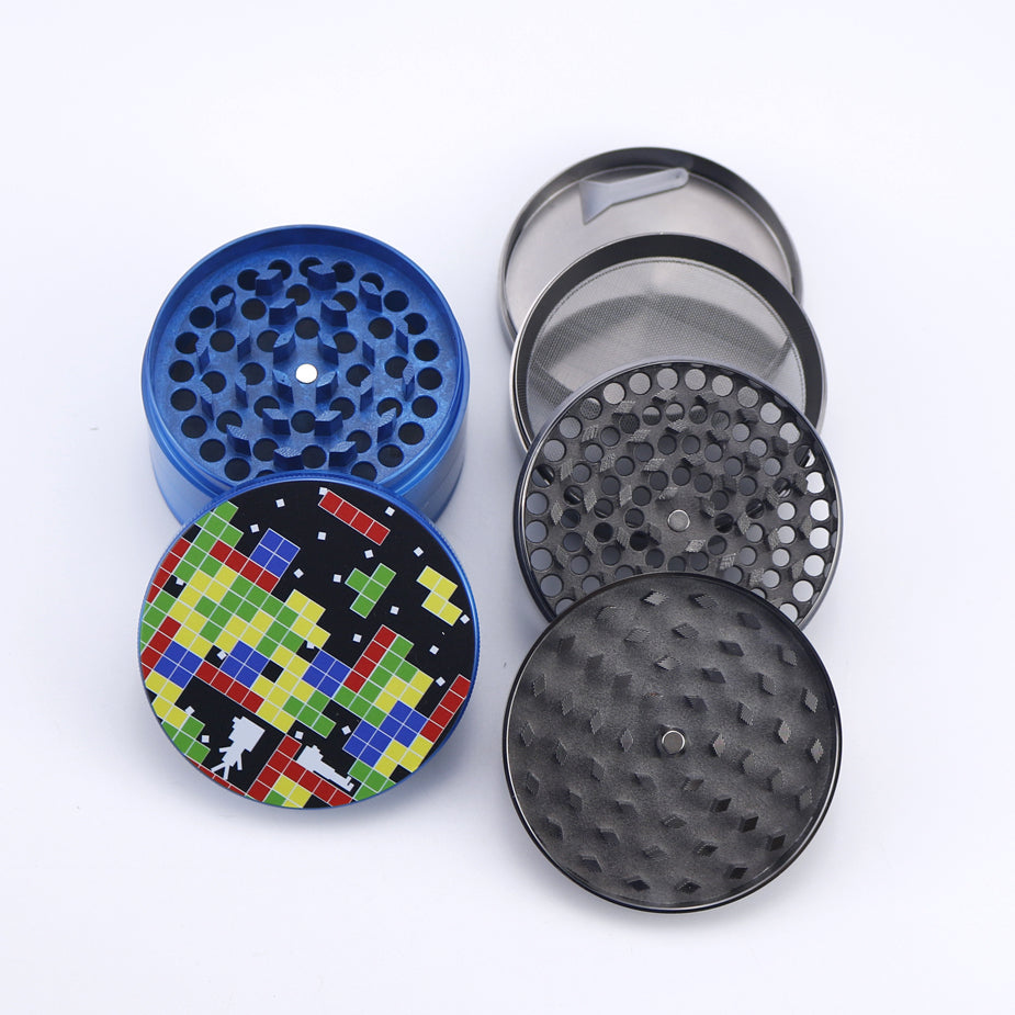 4 Piece Tetris Design Zinc Alloy Metal Grinder