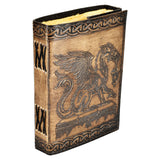 Who Goes There? Dragon Holding Lantern Embossed Leather Journal - 5"x7"