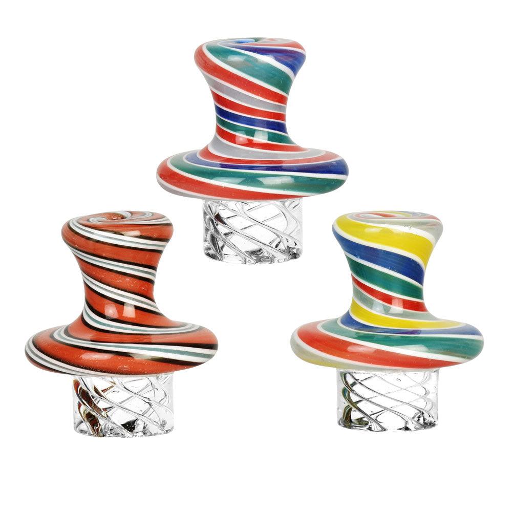 Flat Top Candy Swirl Vortex Carb Cap - 35mm / Colors Vary - SmokeWeed.com