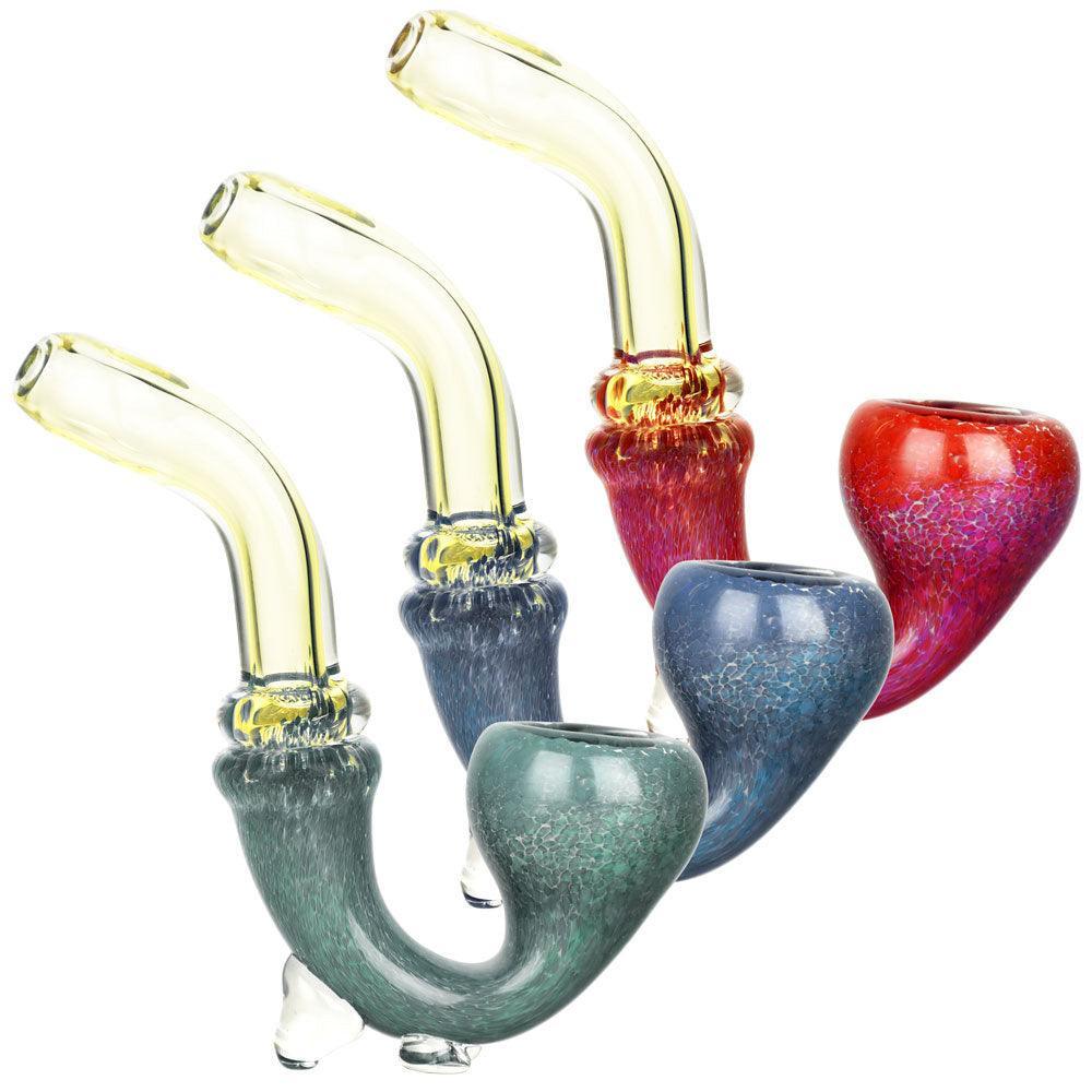Fritted Flow Stand-up Glass Sherlock Pipe - 5" / Colors Vary - SmokeWeed.com
